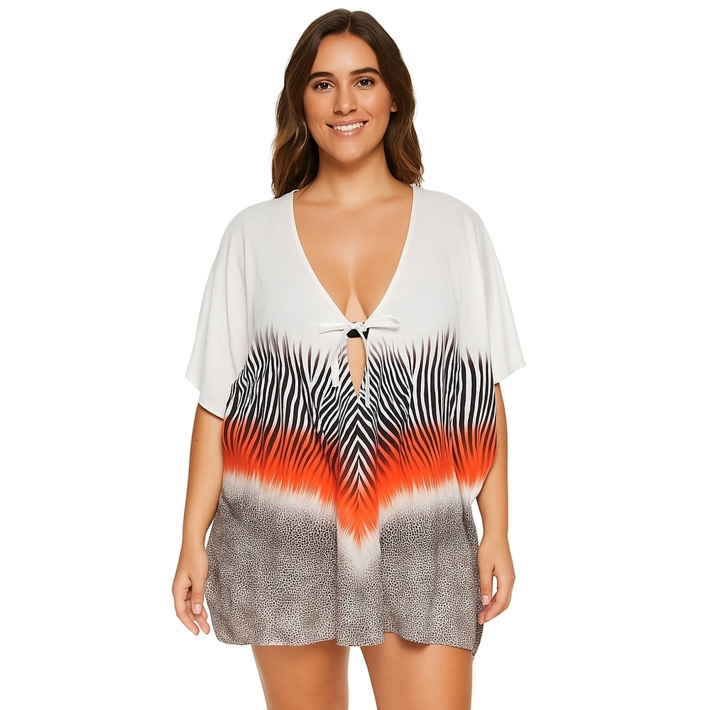 Women’s Zebra & Leopard Print Swim Cover Up Kaftan Tunic